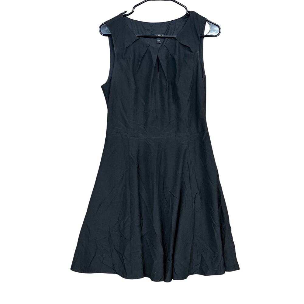 Express Womens Dress Blue Black Midi Sleeveless Fit Flare Lined Side Zip 8